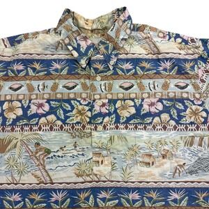 Vintage Reyn Spooner Shirt Mens Large Scenic Hawaiian Aloha Cotton Popover